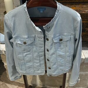 Draper James Light Blue Striped Jean Jacket